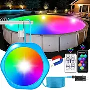 NATPOW 20W RGB Swimming Pool Lighting, LED Underwater Pond Lighting with Magnet, Bluetooth App Remote Control, IP68 Waterproof, Timing Function Lights