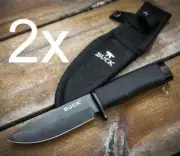 ** FREE SHIPPING ** 2 x Knives Black Fixed Blade For Hunting Outdoor Camping