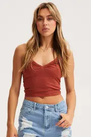 Beige Singlet Crop Top - Size M, Women's Singlet