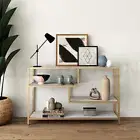 Gold Console Sofa Table End Entryway Hallway Small TV Stand Faux Marble 4 Tiers