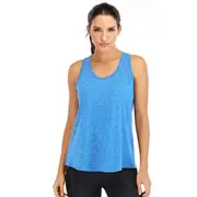 Nevenka Workout Tops For Women Loose Fit Mesh Backless Quick-drying Vest-Blue-202088