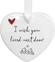 1/4 Heart Ornament, I Wishs You Lived Next Door Ornament, Never Forget The Difference You Make Ornament, Ceramic Heart Ornaments