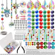 Luzoybo 500pcs DIY Suncatcher Making Kits for Adults Crystal Sun Catcher Arts and Crafts Supplies Set with Colorful Crystals Beads Rainbow Maker Prism for Windows Hanging Indoor Outdoor Garden Decor