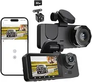 Dash Cam Front and Rear, 32GB Card, Zengest 360° FHD 1080P 3 Channel Dashcam for Cars, Built-in WiFi 2.0" IPS Car Camera, Super Night Vision/24H Parking Mode/G-Sensor/App Control/WDR
