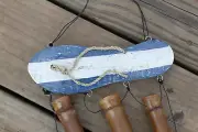 Flip Flop Beach Decor- Blue And White Bamboo Wind Chime- Gift Idea - Beach Decor
