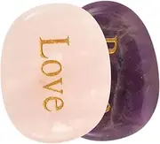 TEMPNAP Engraved Amethyst Palm Stones Unique Healing Crystal Worry Stones for Anxiety Relief Inspirational Chakra Energy for Meditation and Personal Use