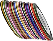 OFFIGAM 30 Rolls Nail Art Tape Shining Adhesive Nail Line for DIY Manicure Professional Home Use Includes Colors for Creative Designs