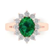 2.36 ct Oval Cut Halo Emerald Promise Bridal Engagement Ring Real 14k Rose Gold