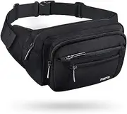 FREETOO Waist Pack Bag for Men/Women, Black Fanny Pack with Adjustable Strap for Outdoor Workout Traveling Casual Running Hiking Cycling