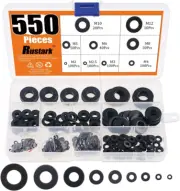 550-Pcs [9 Sizes] Black Zinc Plated Alloy Steel Flat Washers Set Hardware Assort