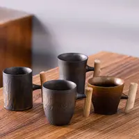 在飛比找PChome24h購物優惠-日式質感木柄陶瓷水杯-款式三
