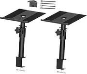 BaotyJie Clamp on Desktop Speaker Stand Holder Speaker Bracket Heavy Duty Audio Holder for Subwoofer Computer and Bookshelf Speakers, 2 Pieces