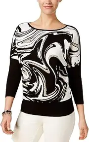 [Alfani] Women's Marble-Print Dolman-Sleeve Sweater