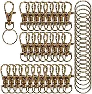 IPXEAD 120PCS Premium Swivel Lanyard Snap Hook with Key Rings, Metal Hooks Keychain Hooks for Lanyard Key Rings Crafting Bronze