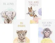 CreativeRobin I Set of 4 Safari Animals Poster Set Children's Room I Baby Room Decoration I Without Frame