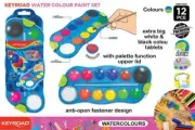 Kids Fun 1pce Keyroad Paint Set Watercolour 12 Colours Includes Brush & Case