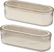 2PCS Makeup Sponge Holder with 4 Compartment, Clear Makeup Brush Holder with Lid, Cosmetics Organizer for Vanity, Bathroom, Bedroom/3530