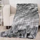 Gray Sky Dark Clouds Buildings 3D Warm Plush Fleece Blanket Picnic Sofa Couch