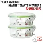 Pyrex Moomin Glass Storage Heat Resistant Round Containers 21oz set Oven,Freezer