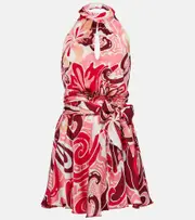 [Poupette St Barth] Poupette St Barth Cassandra open-back satin minidress AU 6 red