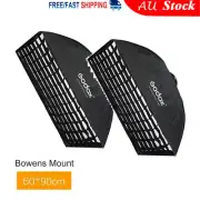 2X Godox 60x90cm Softbox Bowens Mount with Grid For Studio Strobe Flash