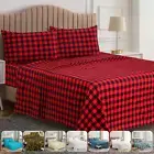 Cotton Sheets Set 100% Cotton Sateen Sheet Set Soft 4 Piece Sheet Set Queen King