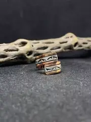 Native American Navajo plain sterling silver & copper adjustable ring size 9