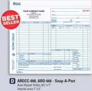 Auto Repair Order / Snap-A-Part Carbonless 3 Part / 8.5" x 7" / AROCC-600