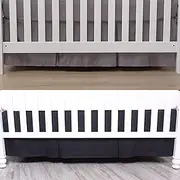 Belsden 2 Pack Crib Skirts with Durable Woven Platform, Both Long Sides Pleated, Split Corners Dust Ruffle for Easy Placement Inside of Standard Crib Bed, 14 inches (36cm) Length Drop, Grey & Black