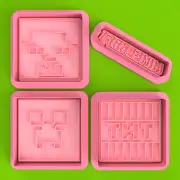 Minecraft V2 Cookie Cutter & Embosser Stamps Set Kids TV Movie Gaming