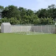Outdoor Dog Kennel with Roof 10x10x2.5 m Galvanised Steel Pet Shelter Enclosure