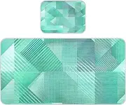 Cooling Baby Crib Mattress Sheets 28" x 52" Breathable Poster Style Stripe Blocks Turquoise Blue Bed pad for Baby&Toddler