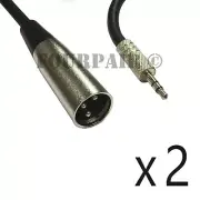 2 Pack - 15ft XLR 3-Pin Male to 3.5mm 1/8" Stereo TRS Plug Microphone Mic Cable