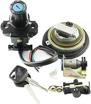 MZBZUTEDEE Motorcycle Ignition Switch Fuel Gas Tank Cap Cover Seat Lock Key Set Kit Fit for Honda XLV650 XL650 Transalp 2000-2006 35010-MCB-610