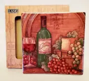 New Ceramic Tile Trivet Wine Theme by Susan Winget Lang Napa Valley 6" NIB