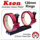 126mm Telescope Rings – Pair (x2) with 210mm Vixen Plate, Screws for 120mm Tubes