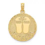 14k Yellow Gold JAMAICA and Sandals Round Disk Charm