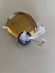 VIDALI COLLECTION ART GLASS HAND BLOWN FACETED TURTLE PAPERWEIGHT AMBER CLEAR