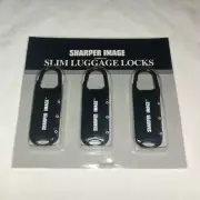 Sharper Image Slim Luggage Locks, black, set of 3. Brand New