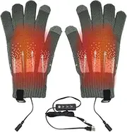 [Vibhgtf] Electric Heated Gloves,Heated Gloves | USB Winter Warm Cycling Gloves | 3 Level Thermal Ski Gloves, Removable Touch Screen Winter Heated Gloves for Cycling, Cycling