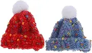 COOPHYA Tiny Knit Hats for Dolls 2 Pack of Mini Beanies Christmas Wool Craft Accessories for DIY and Imaginative Play