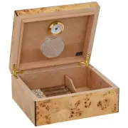 Humidor Supreme Flanders Cigar Humidor Wood Box, Mapa Burl - 30-55 Cigar Storage