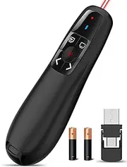 2-in-1 USB Type C Wireless Presenter Remote Presentation Clicker - PowerPoint Clicker with Red Pointer Long Rang PPT Control - Universal Power Point Slide Advancer for Mac Mac Laptop Computer Keynote