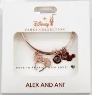 New Disney Parks Alex And Ani Minnie Ear Hat Headband Rose Gold Bangle Bracelet