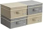Small Fabric Storage Box with lids, 4 Pack Foldable Cubes for Small Clothes Organizer Closets Shelf Toy Box Living Room 4 Piece Set