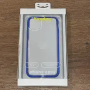 Heyday iPhone 11 XR Clear Case With Bright Blue Trim Hard Shell W/ Bumper B95