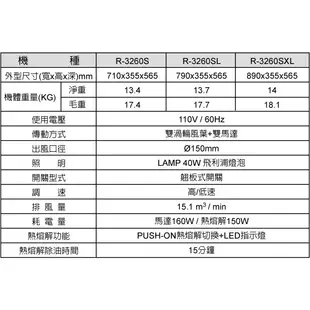 【SAKURA櫻花】 雙效除油斜背式90CM除油煙機 R-3260SXL