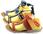 Women's Beaded Multi Color Flat Leg Lace Up Gilly Tie Wrap Gladiator Sandal