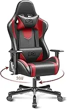 OneGame Ergonomic Office Gaming Chair with Adjustable Armrests - Racing Style PU Leather Computer Chair, Adjustable Lumbar Support & High Backrest, Swivel Recliner for Home & Work (Red)
