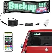VEVOR Programmable LED Sign, P5 Full Color LED Scrolling Panel, DIY Custom Text GIF Pattern Display Board, Bluetooth APP Control Message Shop Sign for Store Business Car Bar Advertising, 38x10cm